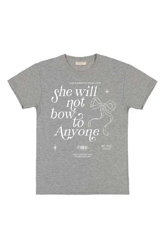 Weekend Discounts to Celebrate Simply Southern Plus Size Bow T-Shirt for Women in Storm Heather | EXT-SS-BOW-STORMHTHR Weekend Discounts to Celebrate Simply Southern Plus Size Bow T-Shirt for Women in Storm Heather | EXT-SS-BOW-STORMHTHR