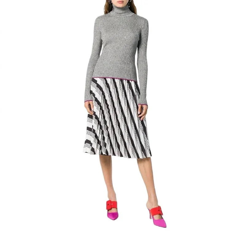 Price Rollback Glitter Turtleneck Knit Sweater In Silver