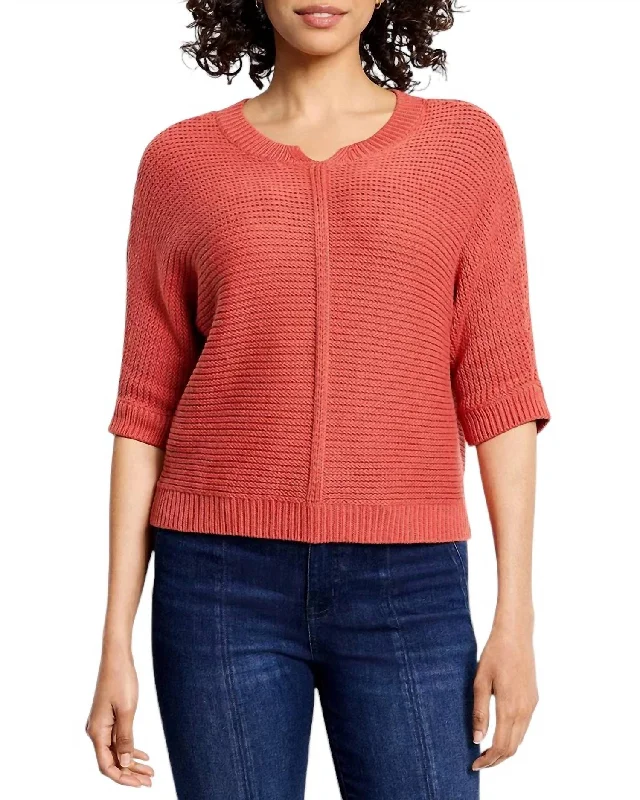 Stock Clearance Easy Texture Sweater In Tandoori