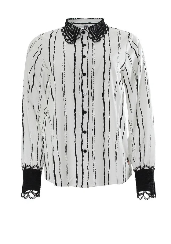 Factory Direct Sale Rant and Rave Jill Monochrome Blouse, White and Black
