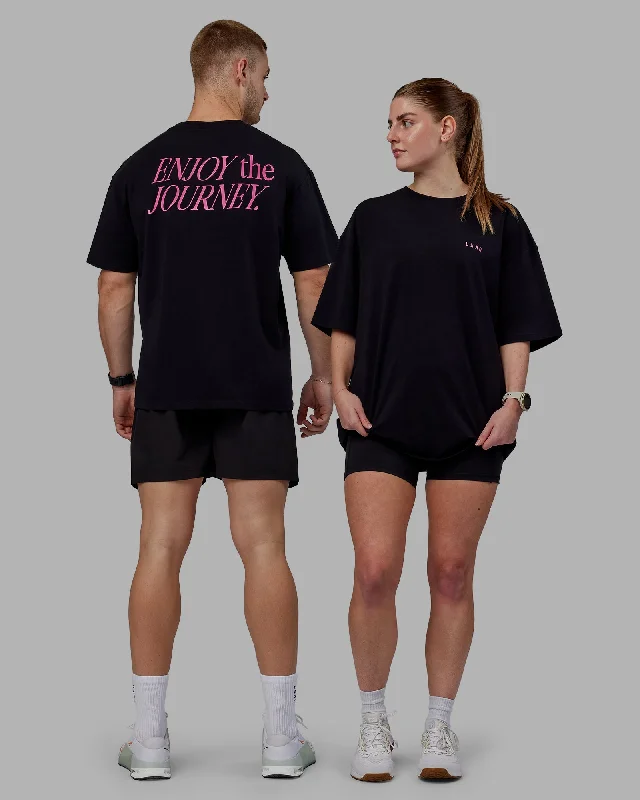 Unisex VS1 FLXCotton Tee Oversize - Black-Fuchsia Pink