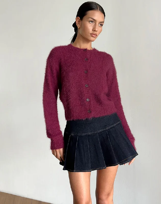 Deal of the Day Audrina Cardigan in Fluffy Burgundy