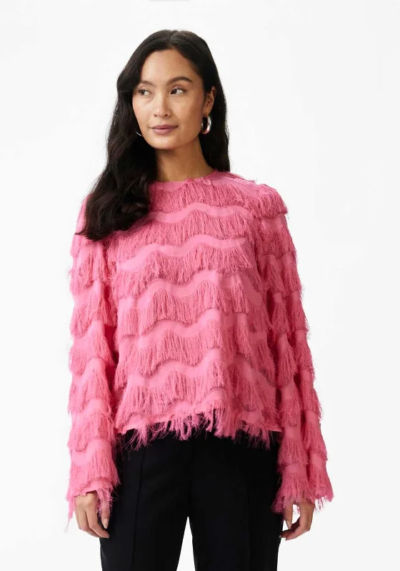 Price Drop Alert Y.A.S Ria Fringed Long Sleeve Top, Sangria Sunset