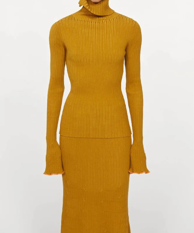 Price Buster Blush Turtleneck Top In Golden Hay