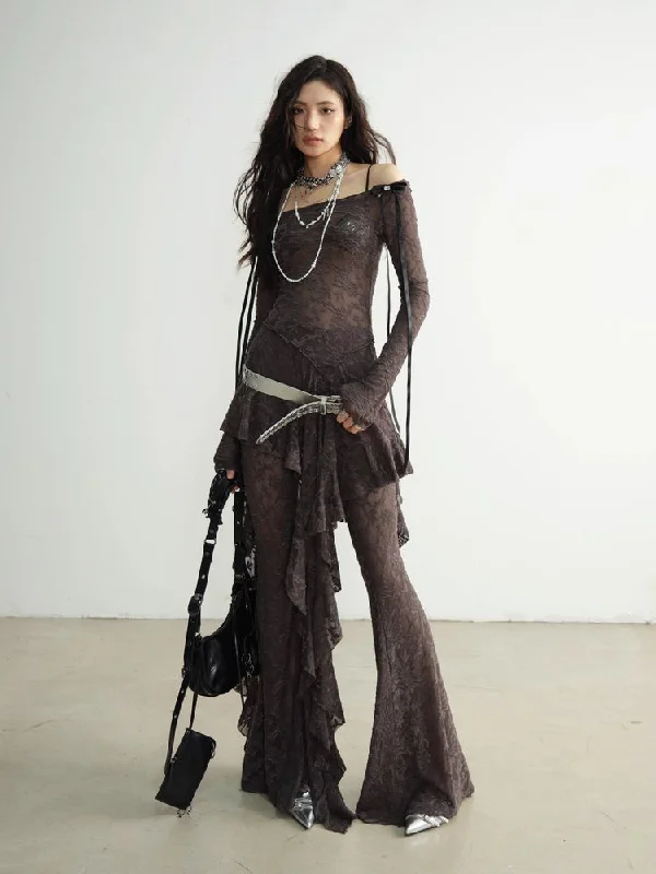 Weekend Offers That Amaze Frilled Lace Shirt and Pants [S0000010913]