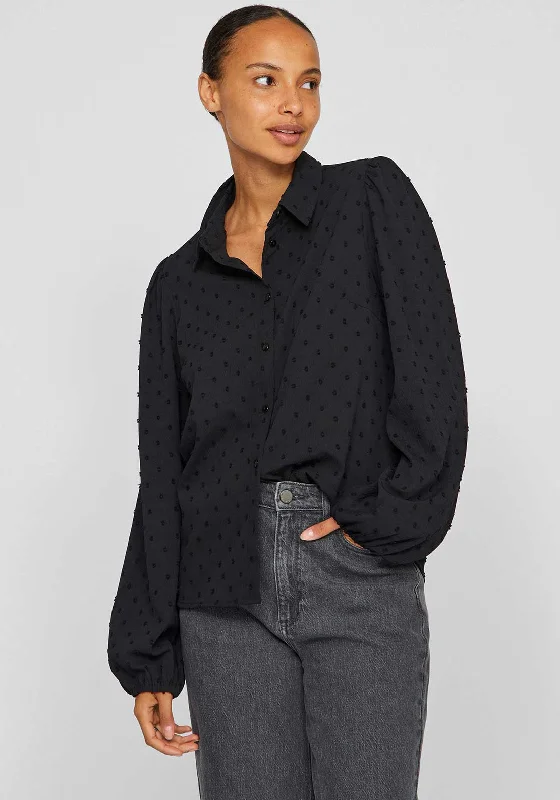Weekend Savings Extravaganza Vila Brietta Textured Shirt, Black Beauty