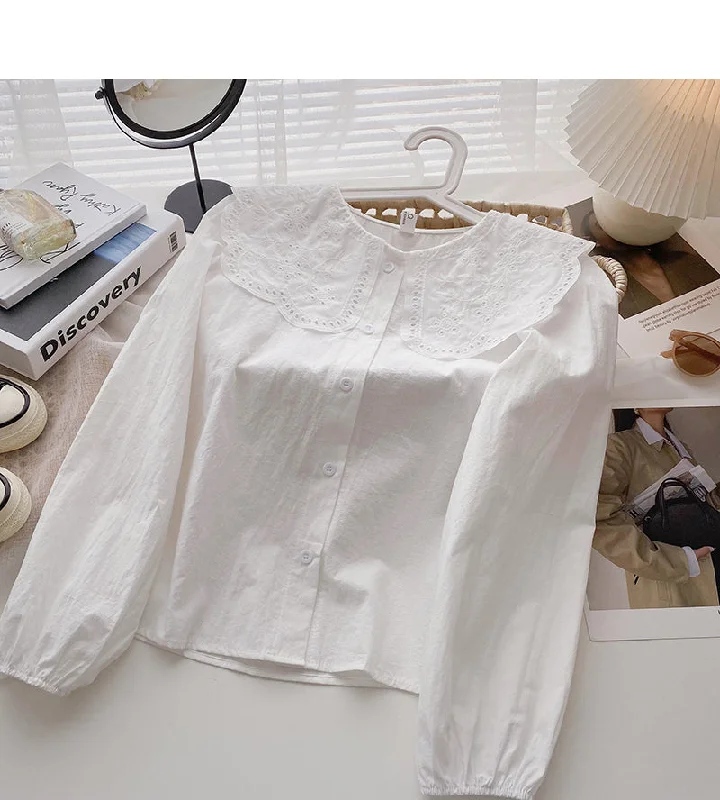 Weekend Bargains Galore Baby collar shirt slim long sleeved top trendy  6366