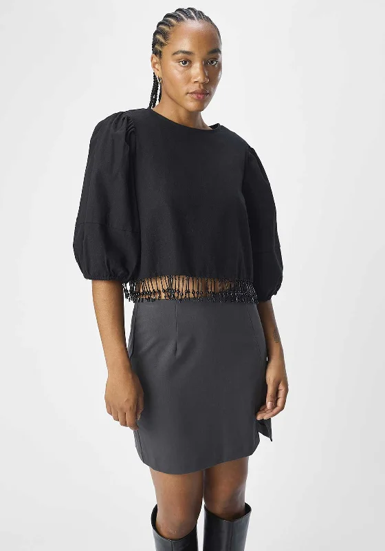 Savings Alert Object Freja Cropped Beaded Top, Black