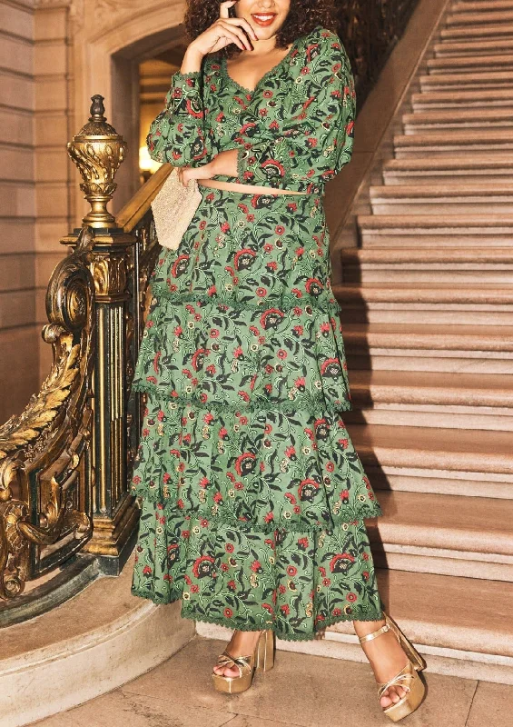 Sale Event Victoria Embroidered Top in Forest Green