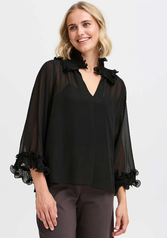 Doorbuster Deal Fransa Lee Ruffle Detail Blouse, Black