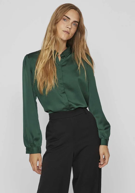Special Offer Vila Ellette Satin Shirt, Pineneedle