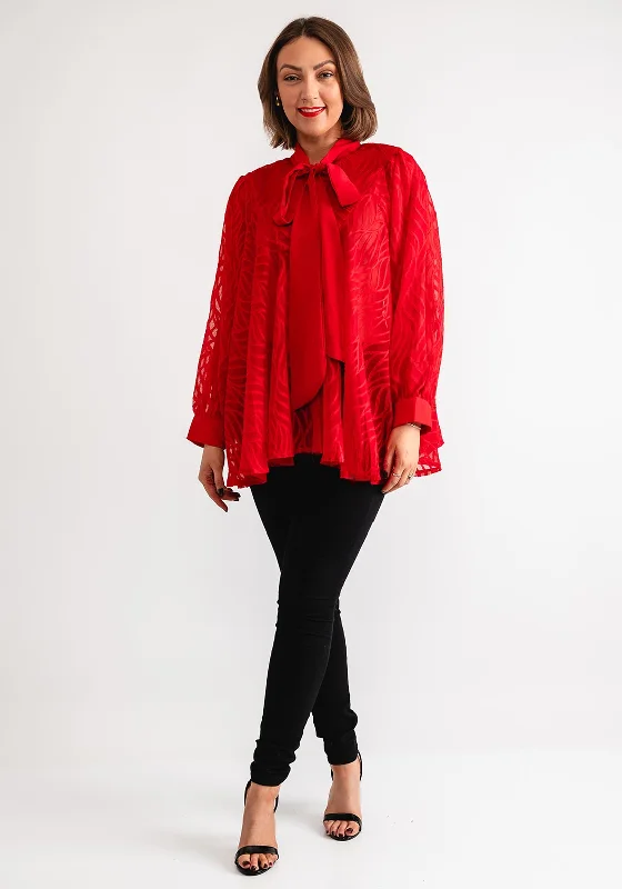 Don't Wait Serafina Collection One Size Textured Blouse, Red