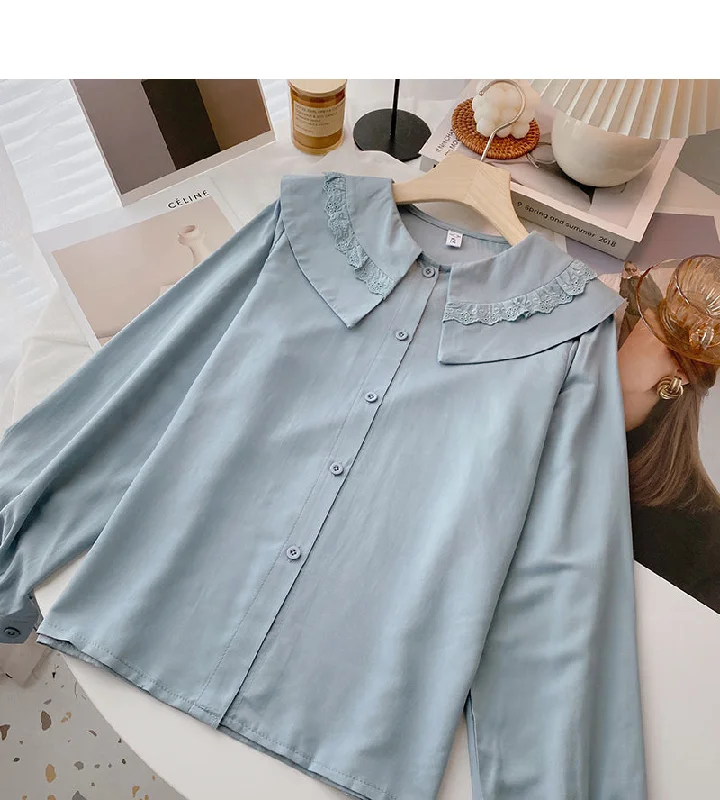 Can't Miss Doll collar shirt Female Minority design sense  6392
