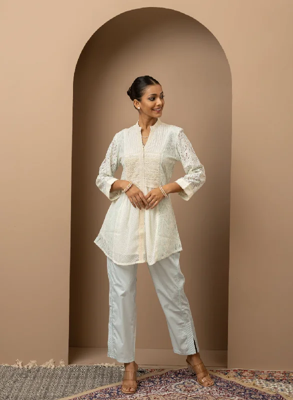 Flash Sale Spa Blue A Line Raschel Tunic with Pintucks