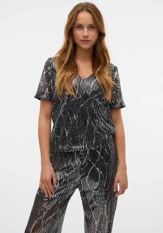 Weekend Specials to Enjoy Vero Moda Ellen Sequin T Shirt, Black