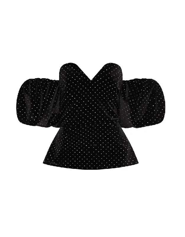 Mega Sale Alma Velvet Top in Crystal Black