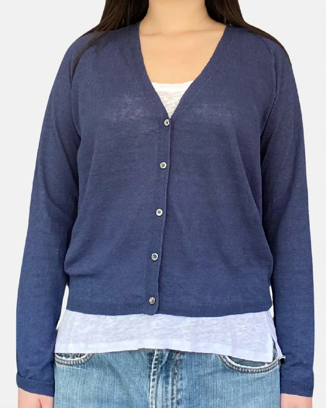Epic Deals Moana Knit Button Front Sweater In Navy