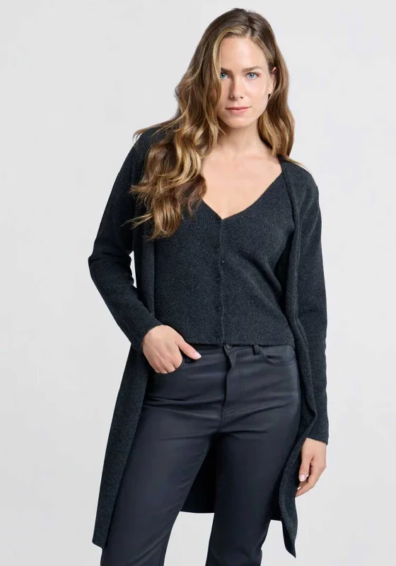 Midnight Madness Yaya Knitted Cardigan and Waistcoat Twinset, Grey
