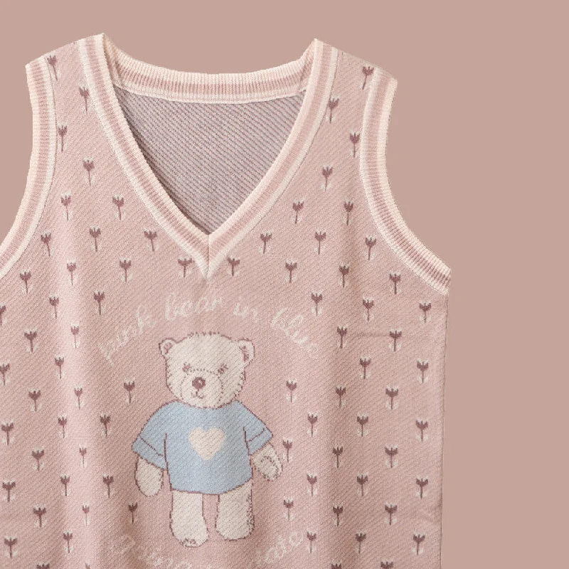 Weekend Discounts to Indulge In Pink Knit Vest  PL52502