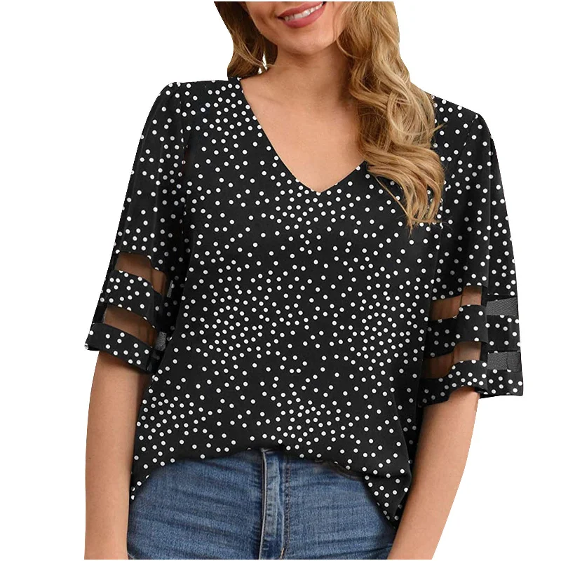Deal Zone Chiffon Spinning Floral Shirt Woman Wholesale T Shirts