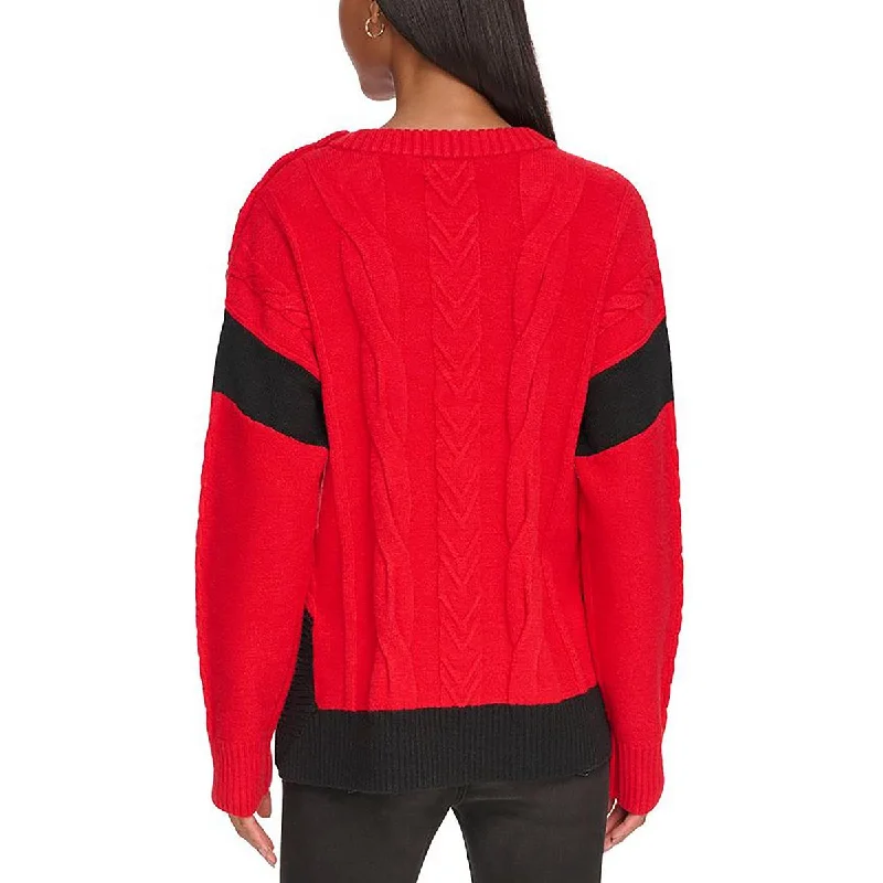 Flash Sale Womens Cable Knit Colorblock Pullover Sweater