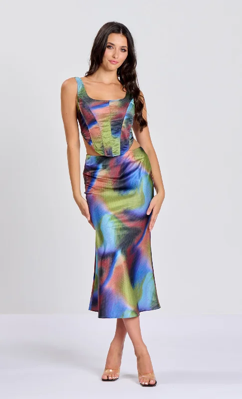 Price Buster Blur Print Corset Top