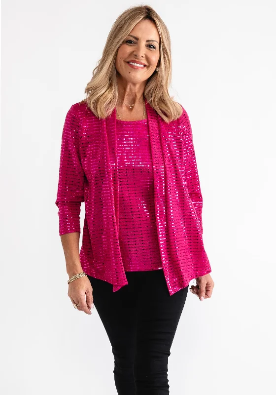 Online Exclusive Leon Collection Glitter Layered Top, Pink