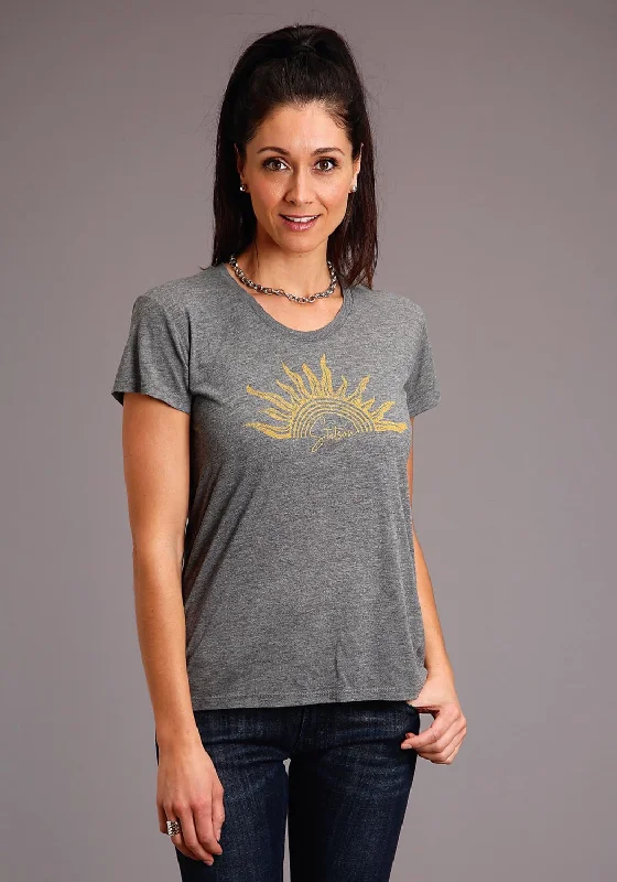 Special Price Stetson Womens Grey Poly/Rayon Gold Sun S/S T-Shirt