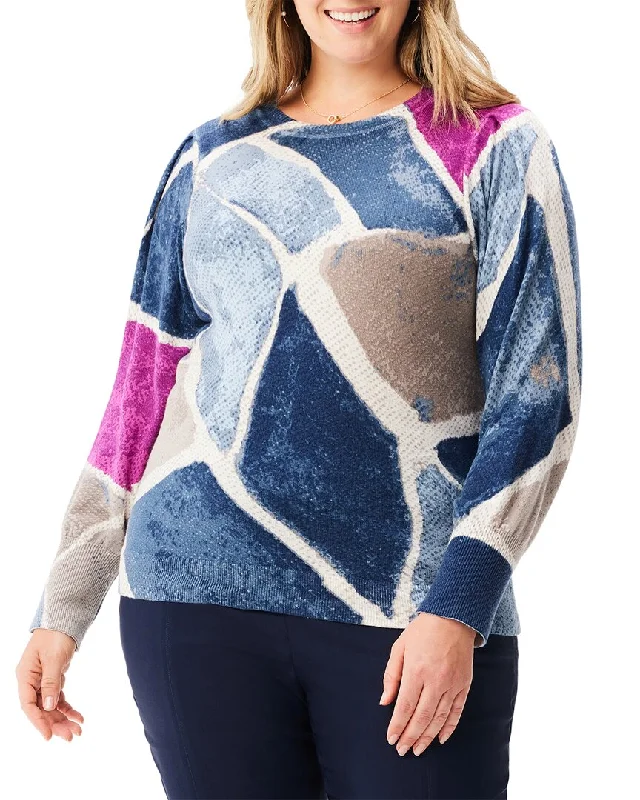 Weekend Offers That Please NIC+ZOE Plus Printed Tiles Femme Sleeve Sweater