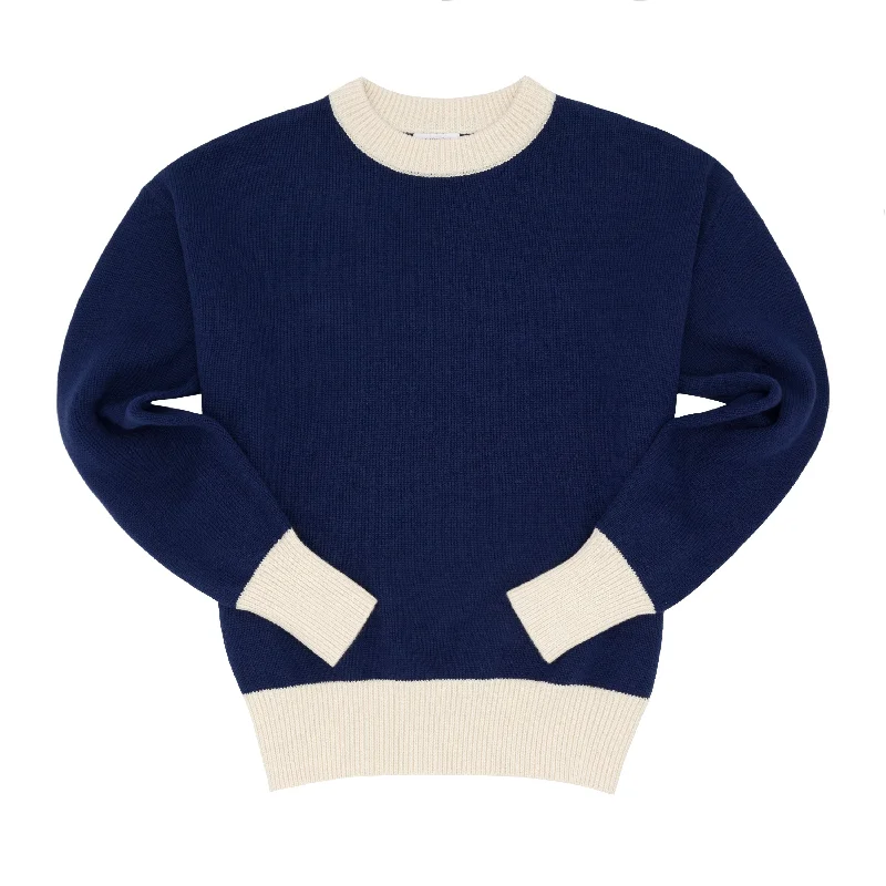 Instant Savings Women’s Navy With Cream Trim Knit Sweater