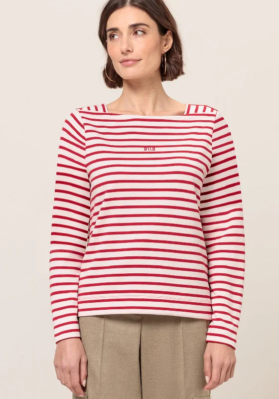 Instant Discount Bianca Striped Knit Long Sleeve Top, Red