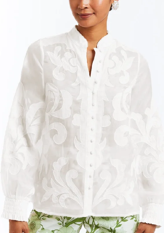 Deal of the Week Iman Barong Top in Ivory Embroidered Linen