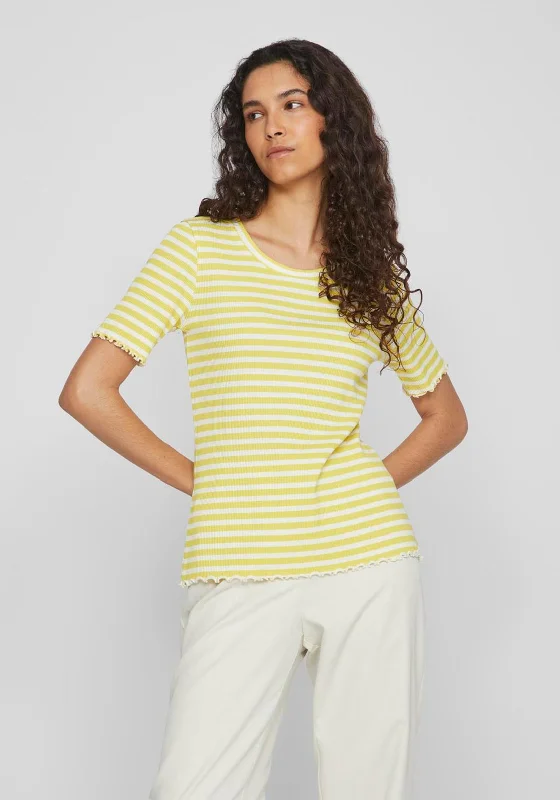 Epic Deals Vila Thessa Round Neck Striped Top, Green Sheen