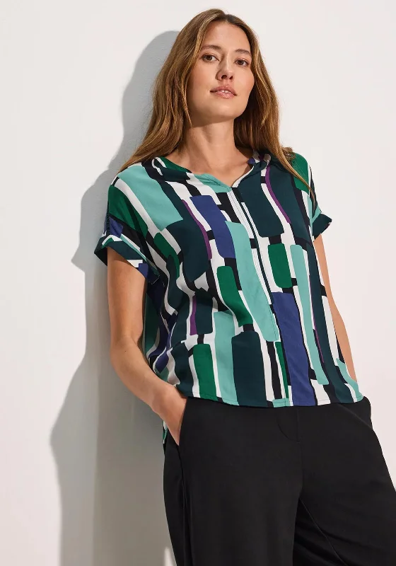 Act Fast Cecil Panel Print Top, Green Multi