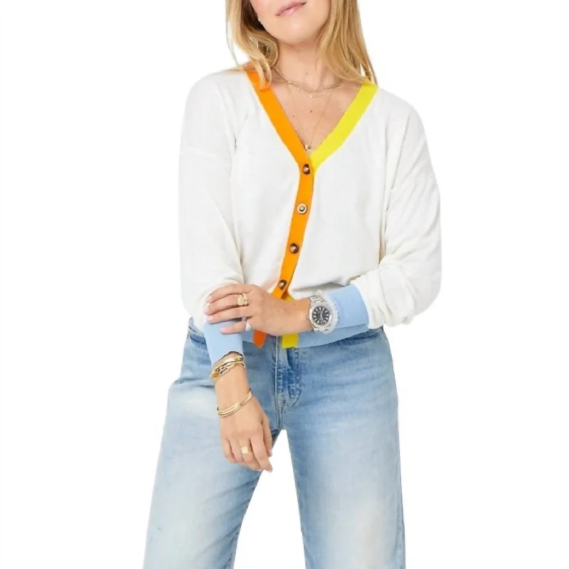 Huge Savings Suzanne Contrast Cardigan In White