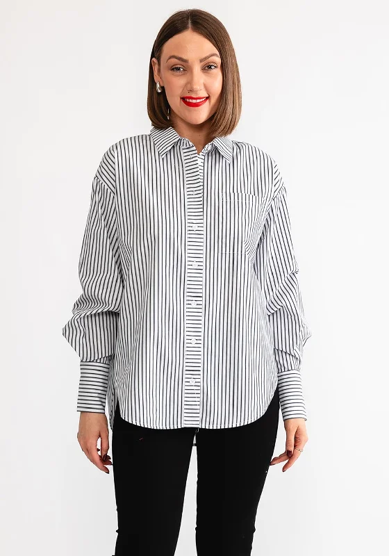 Exclusive Weekend Offers Inside Kaffe Jerrie Striped Long Sleeve Shirt, White