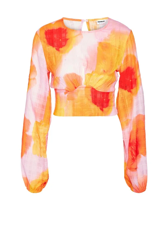 Weekend Savings Bonanza Noisy May Ava Open Back Crop Top, Tangerine