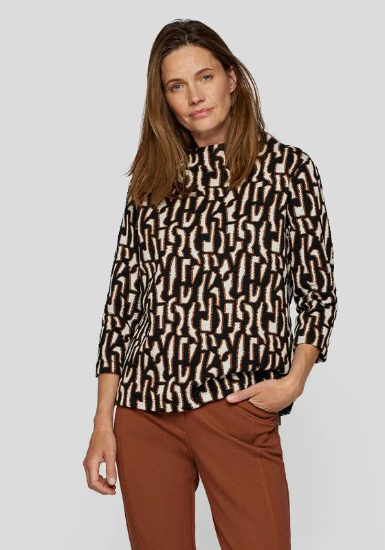 Low Prices Rabe Printed Funnel Neck Top, Black Multi