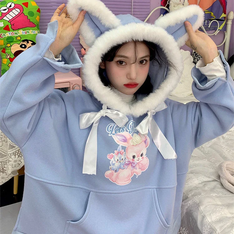 Weekend Savings Bonanza Blue cartoon print Hoodie  PL52809