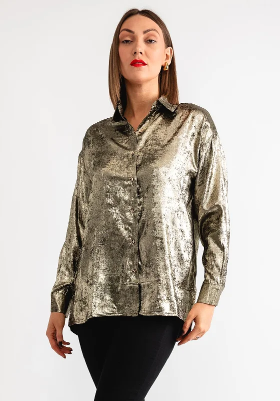 Online Specials Serafina Collection Metallic Shirt, Dark Gold
