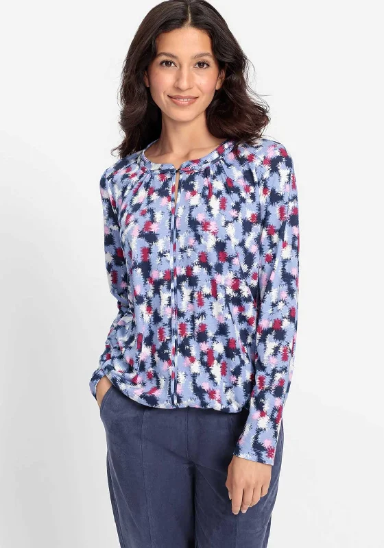 Lowest Price Olsen Digital Blue Print Long Sleeve Top, Blue