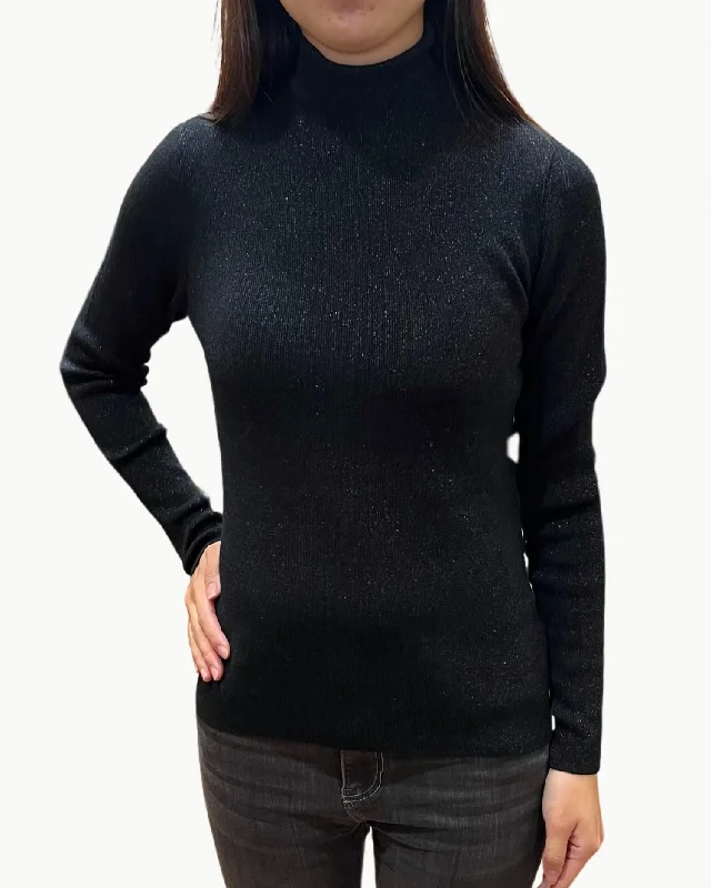 Act Fast Myure Knit Pullover Sweater In Black