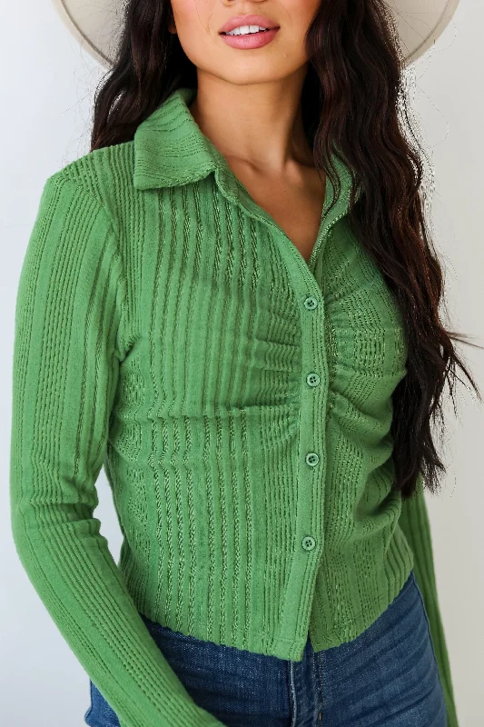 Weekend Discounts to Savor FINAL SALE - Chic Expression Brushed Ribbed Knit Collared Top