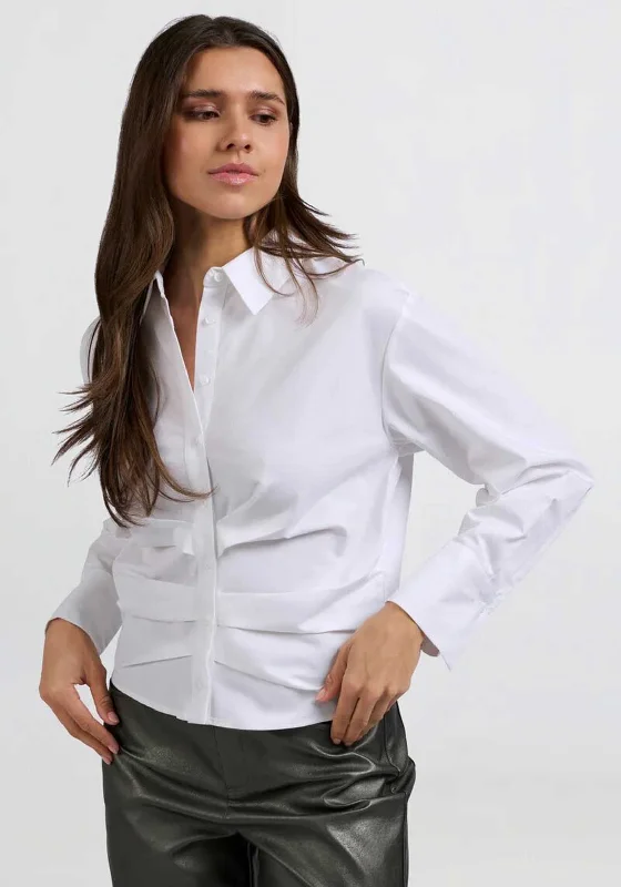 Reduced Price Yaya Ruched Button Up Shirt, White