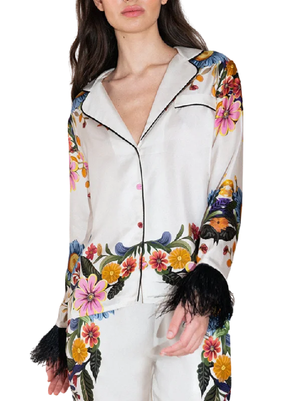 Weekend Sale: Don't Miss Out Eden Silk Twill Shirt in Sierra Jungle White