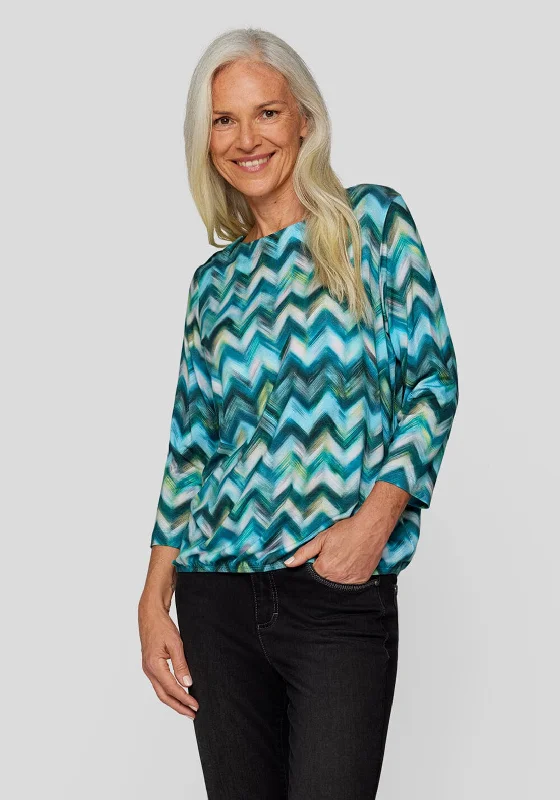 Act Fast Rabe Chevron Print Top, Blue