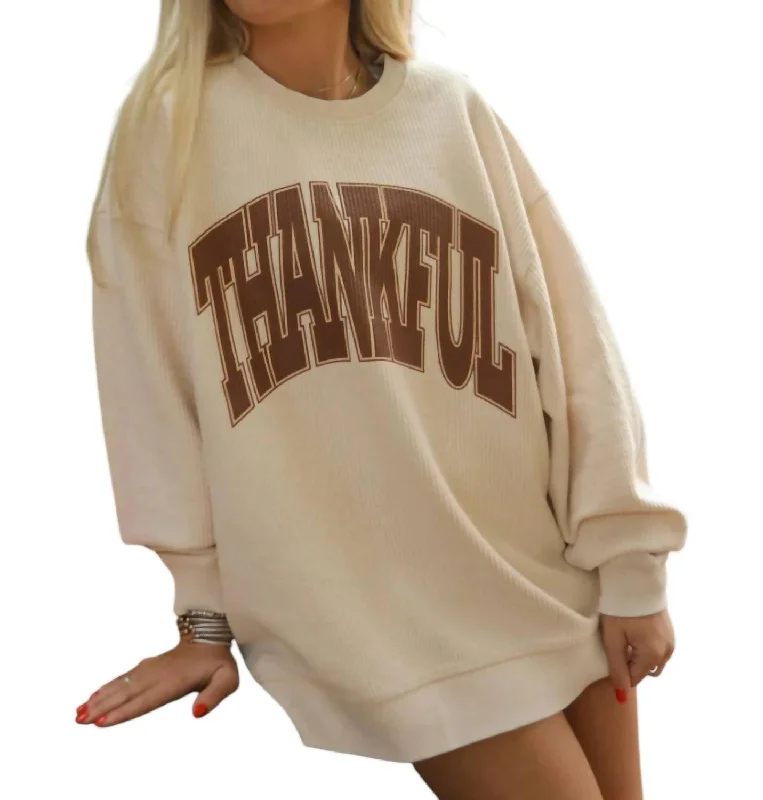 Special Offer Thankful Corded Sweater In Cream