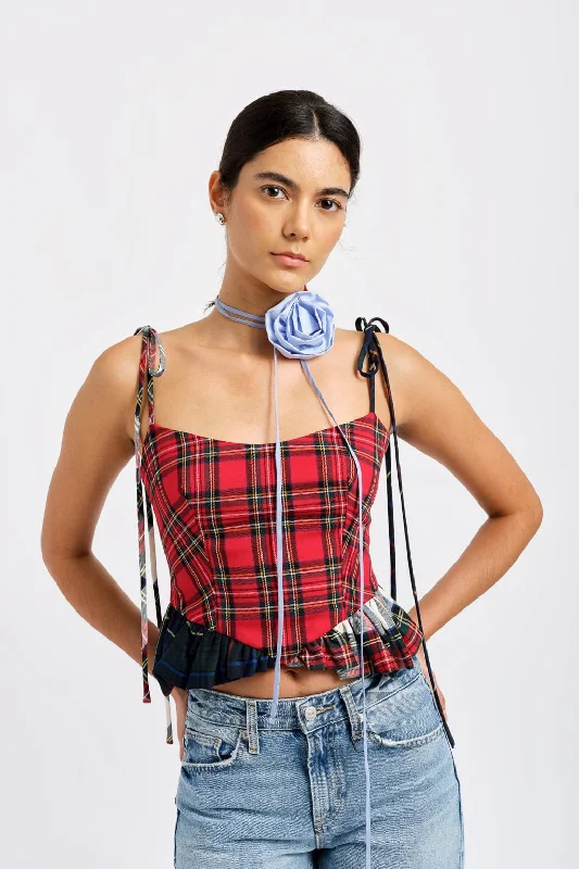 Instant Savings Candy Corset | Red Plaid Mix