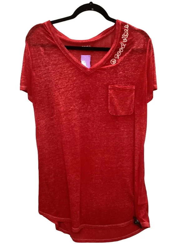 Red Top Short Sleeve Clothes Mentor, Size L