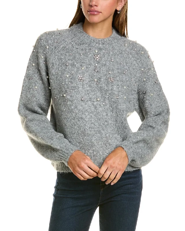 Super Deal Lea & Viola Embellished Camel-Blend Sweater
